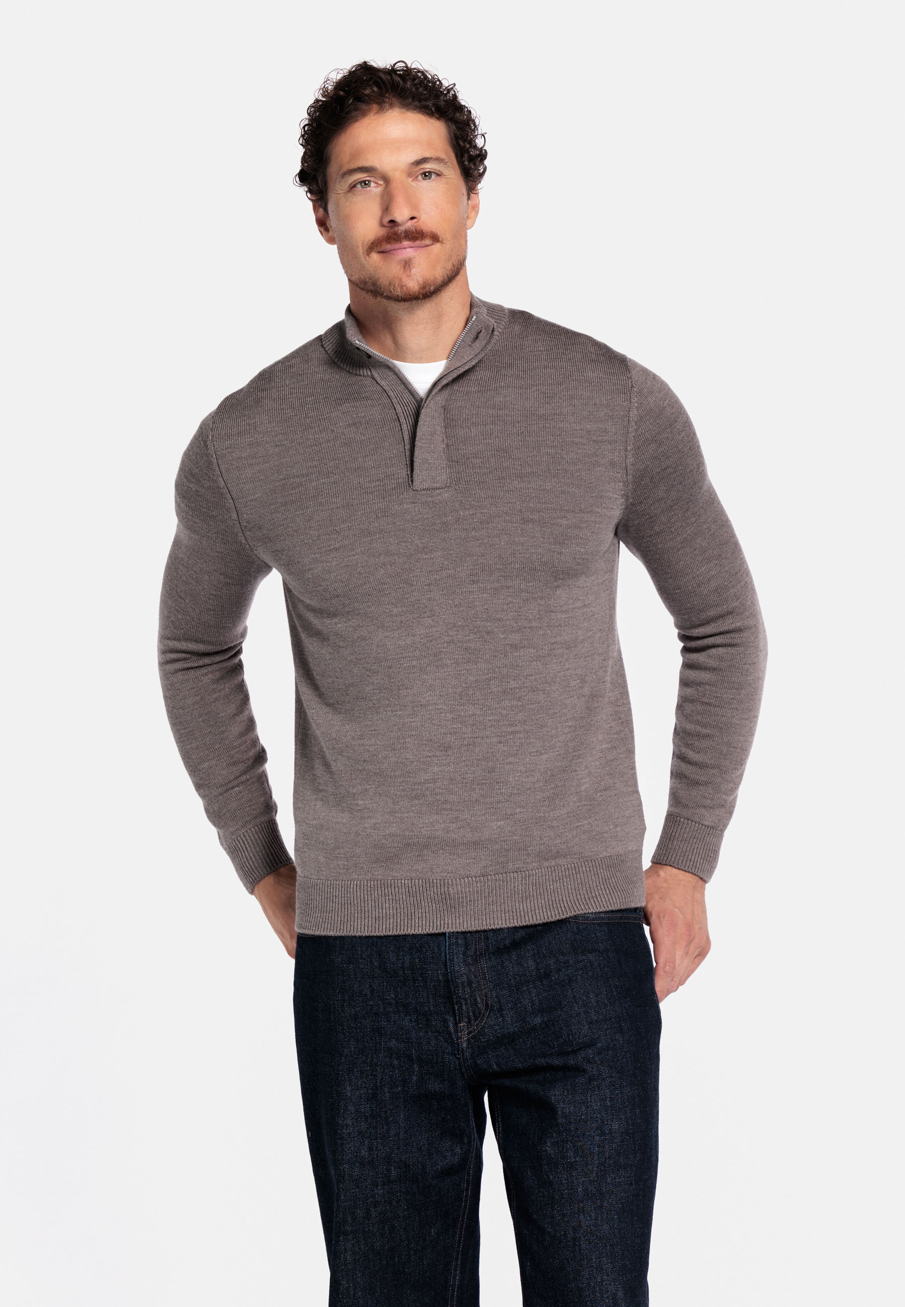 Merinowollen trui - Brown