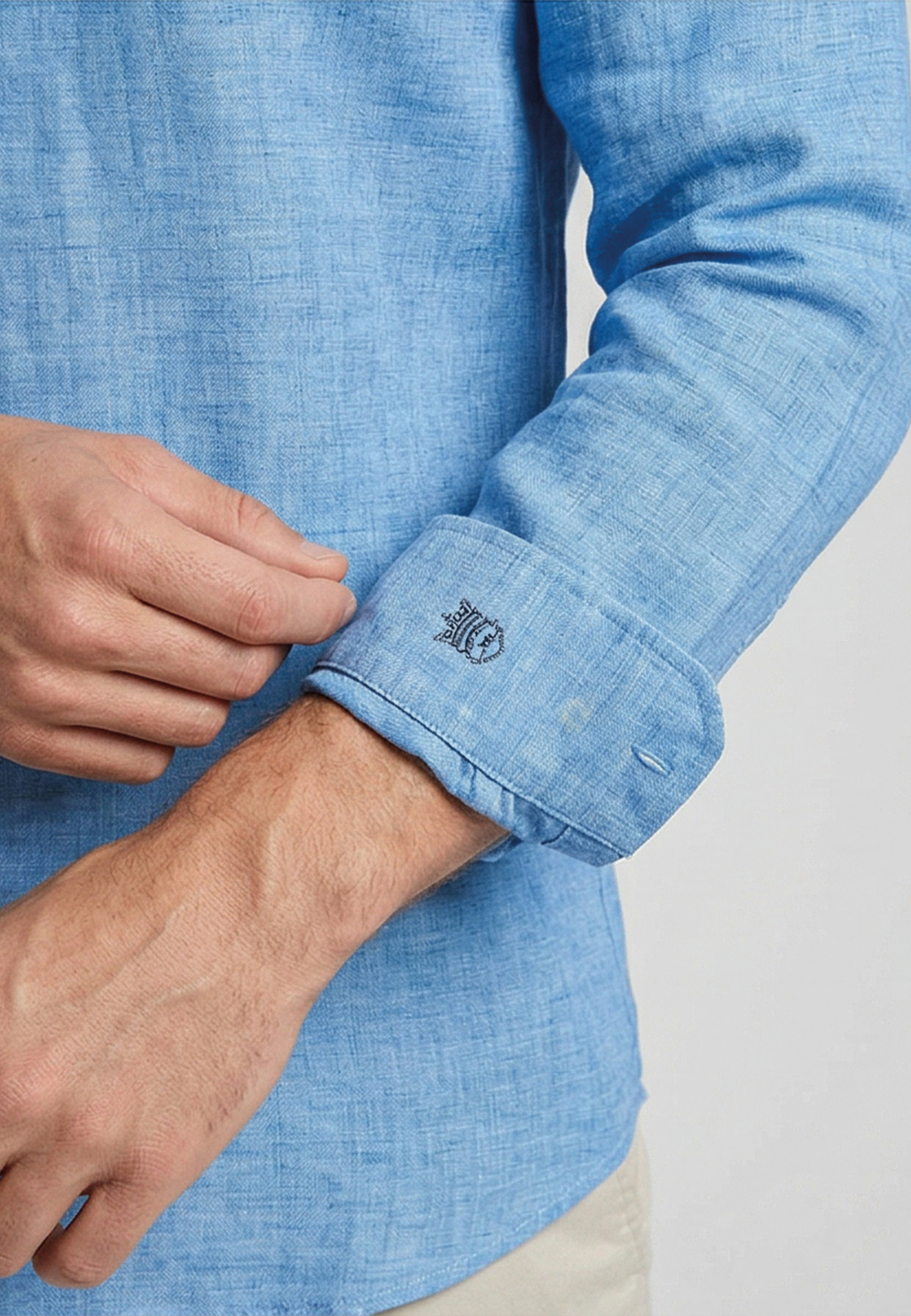 Roma Linnen Overhemd - Lichtblauw 