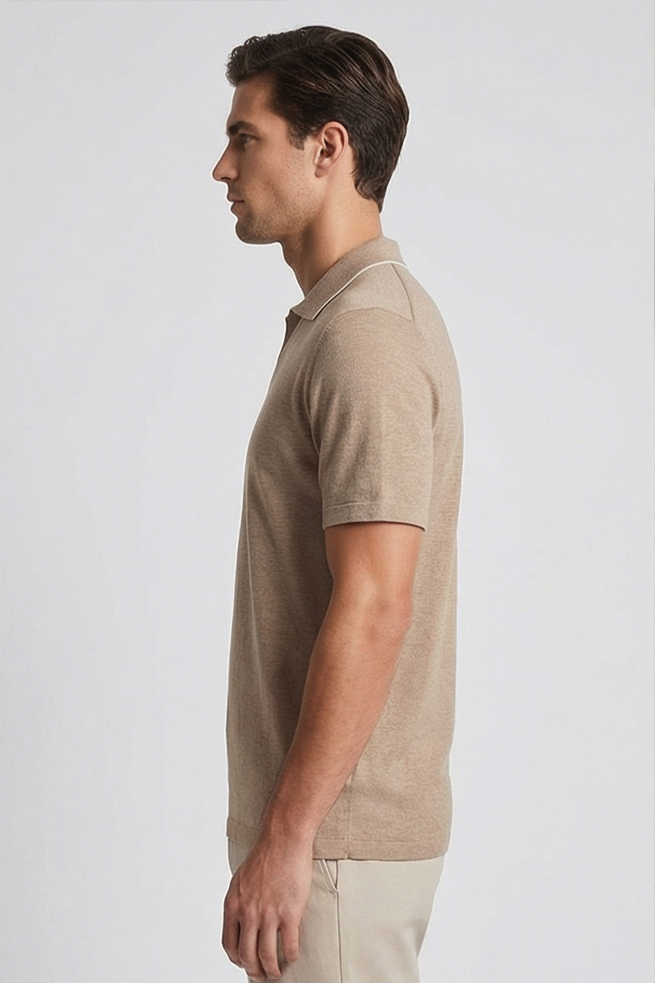 Merino Polo Pullover - Beige