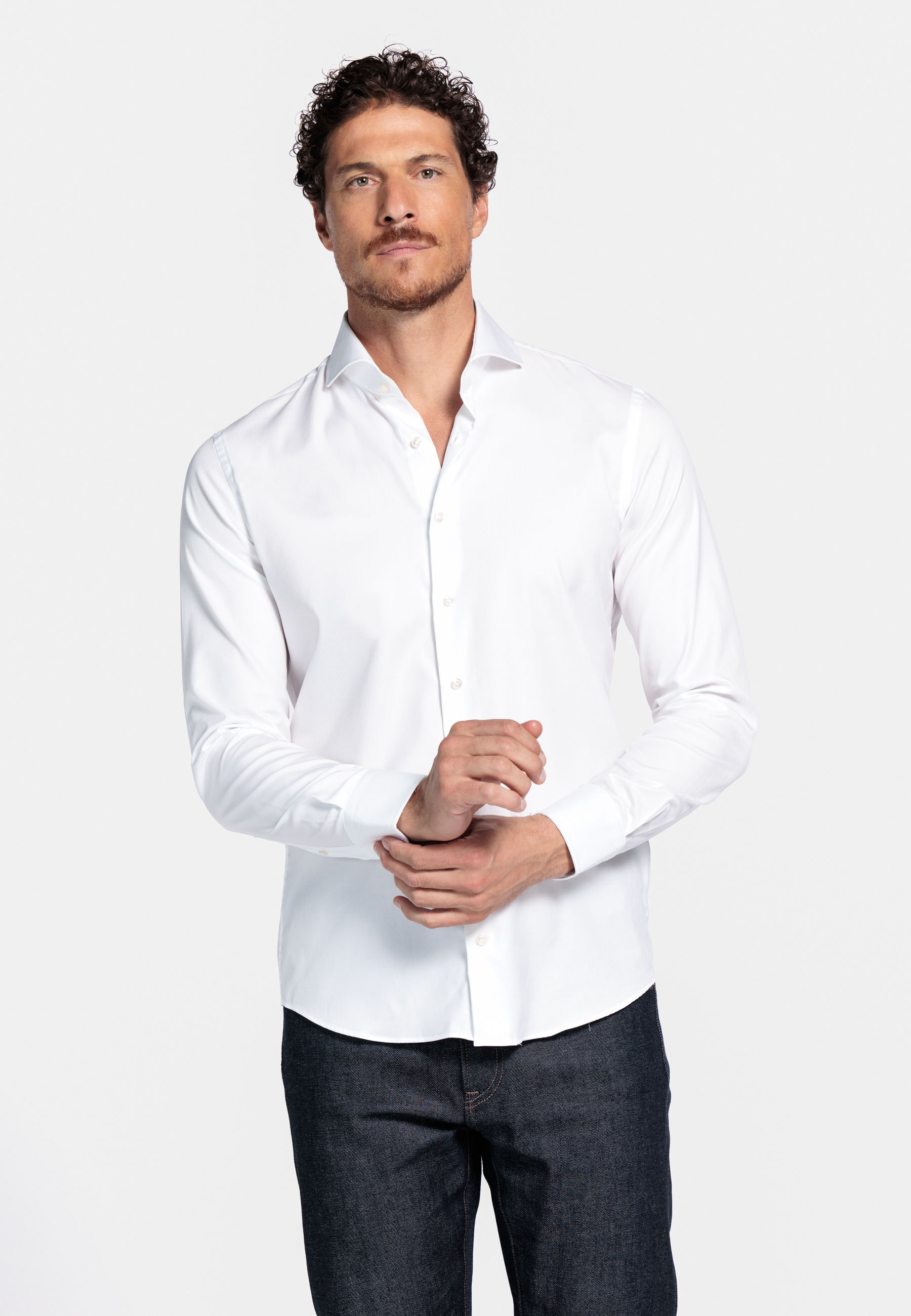 Two-ply katoenen overhemd - White