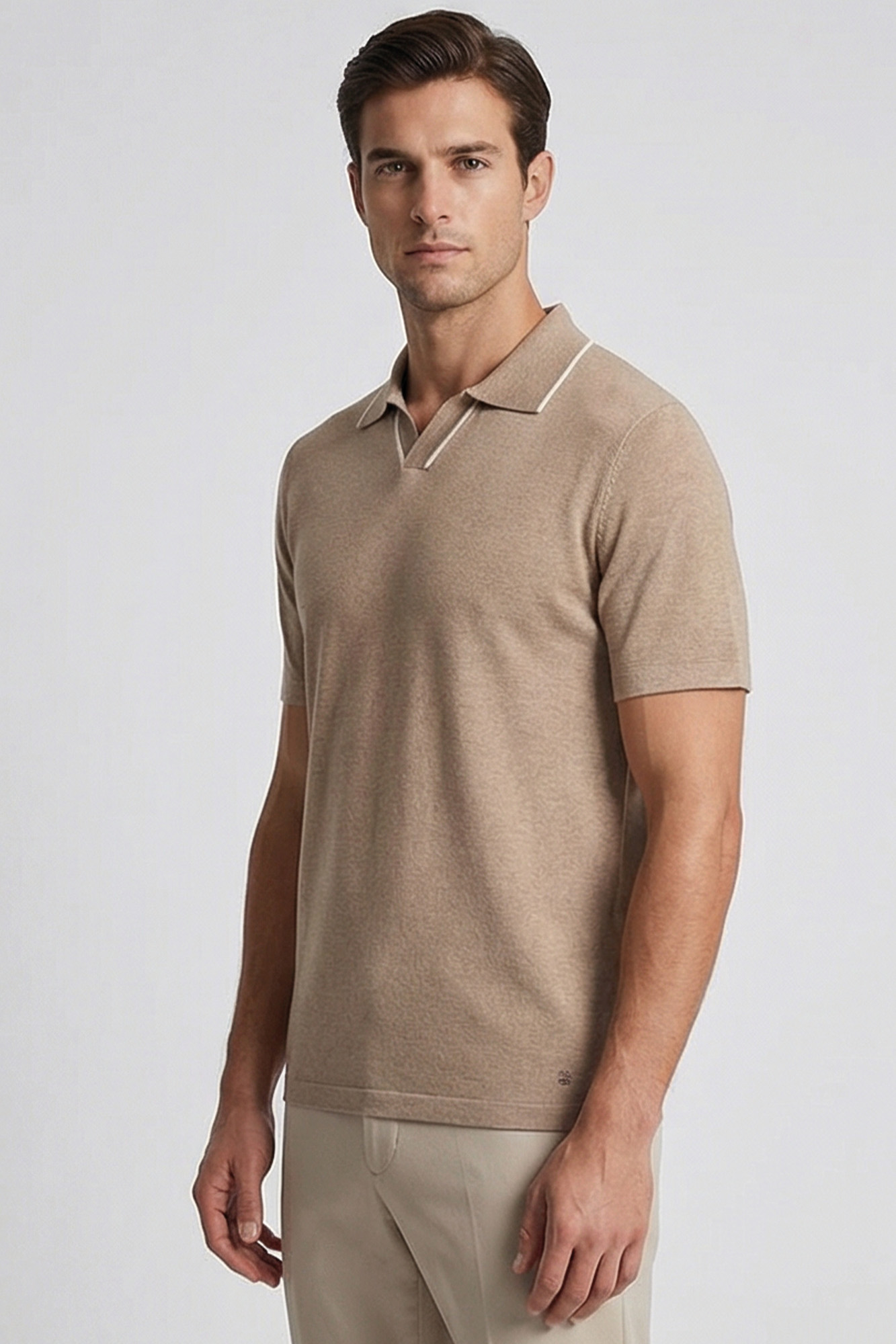 Merino Polo Pullover - Beige