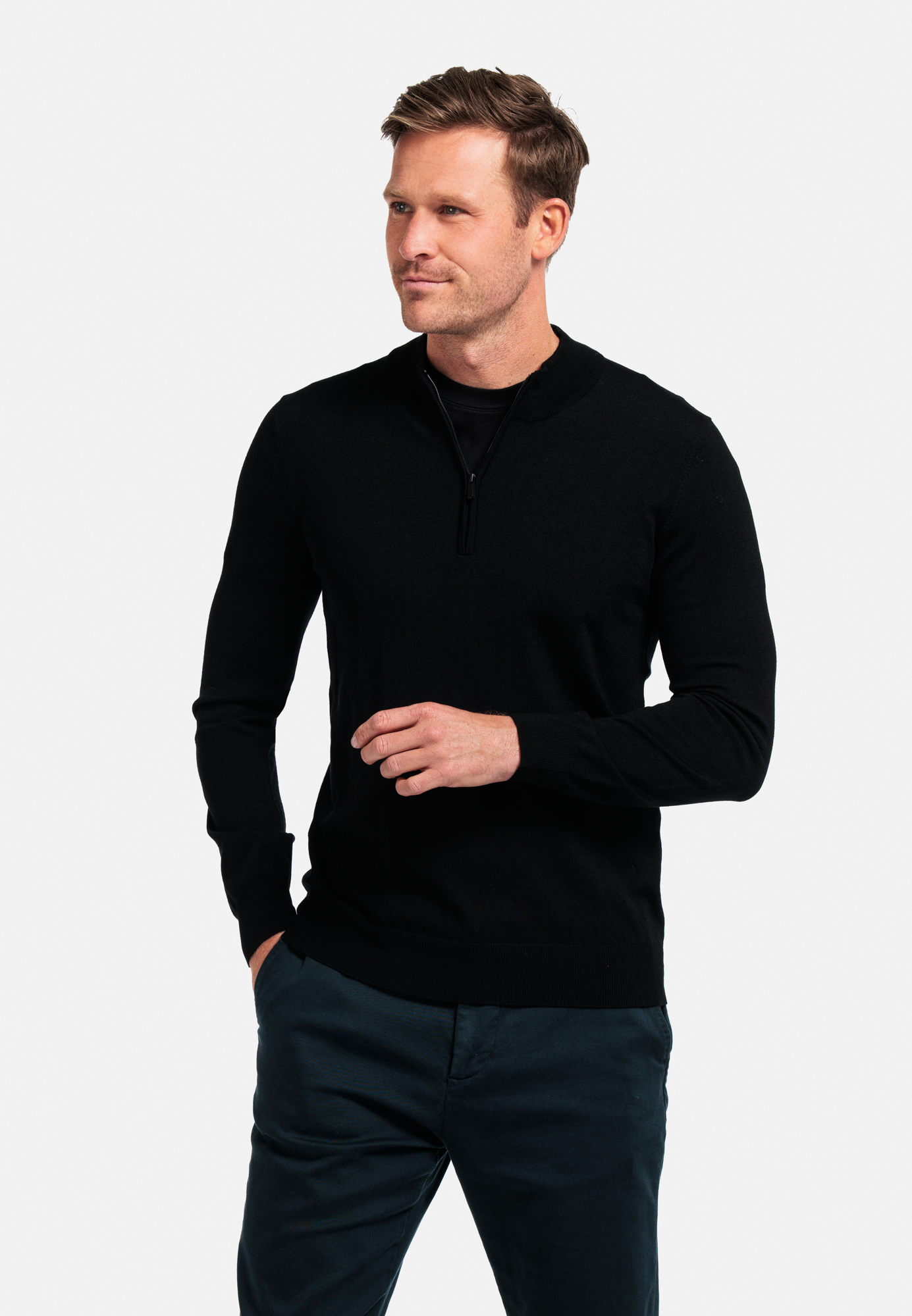 Merino Pullover 1/2 zip - Black