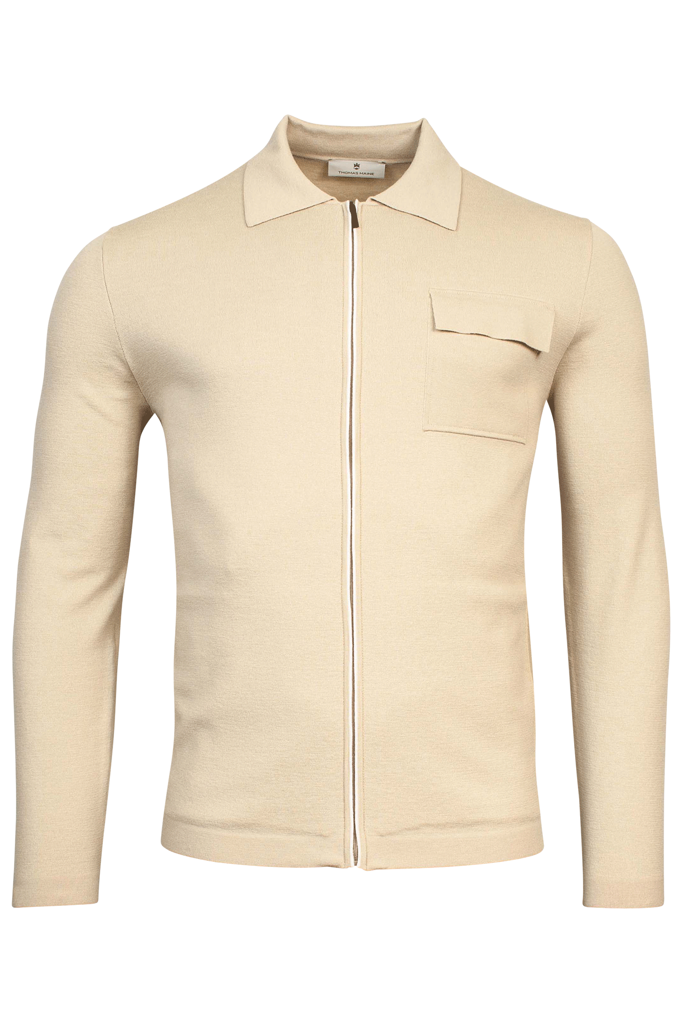 Knitted Overshirt full zip -  Polo collar