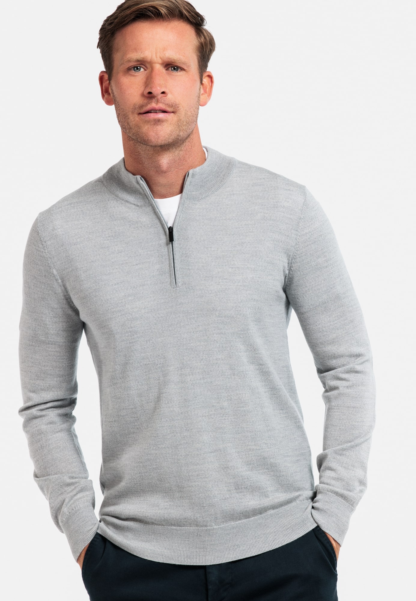 Merino Pullover 1/2 zip - Grey