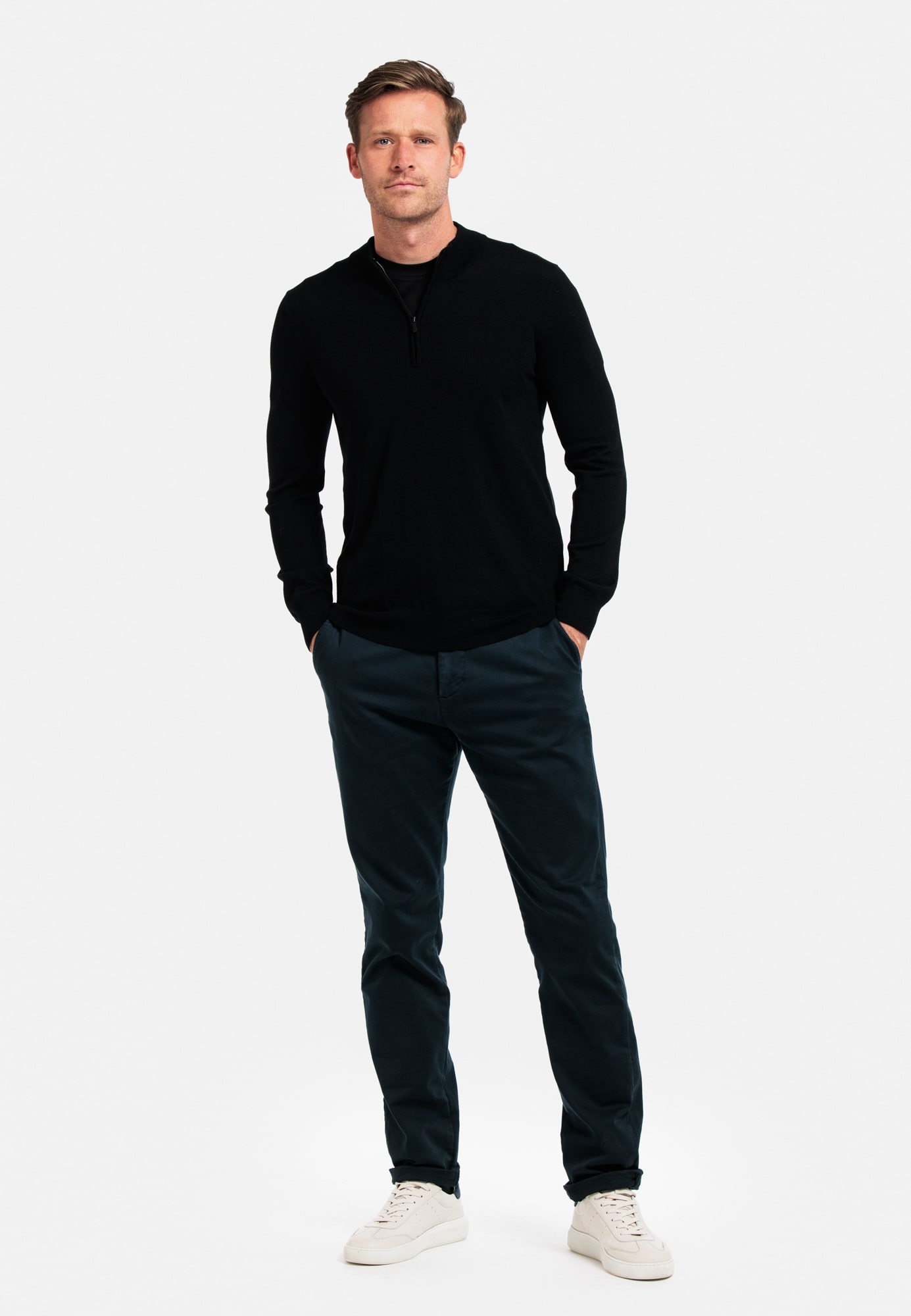 Merino Pullover 1/2 zip - Black