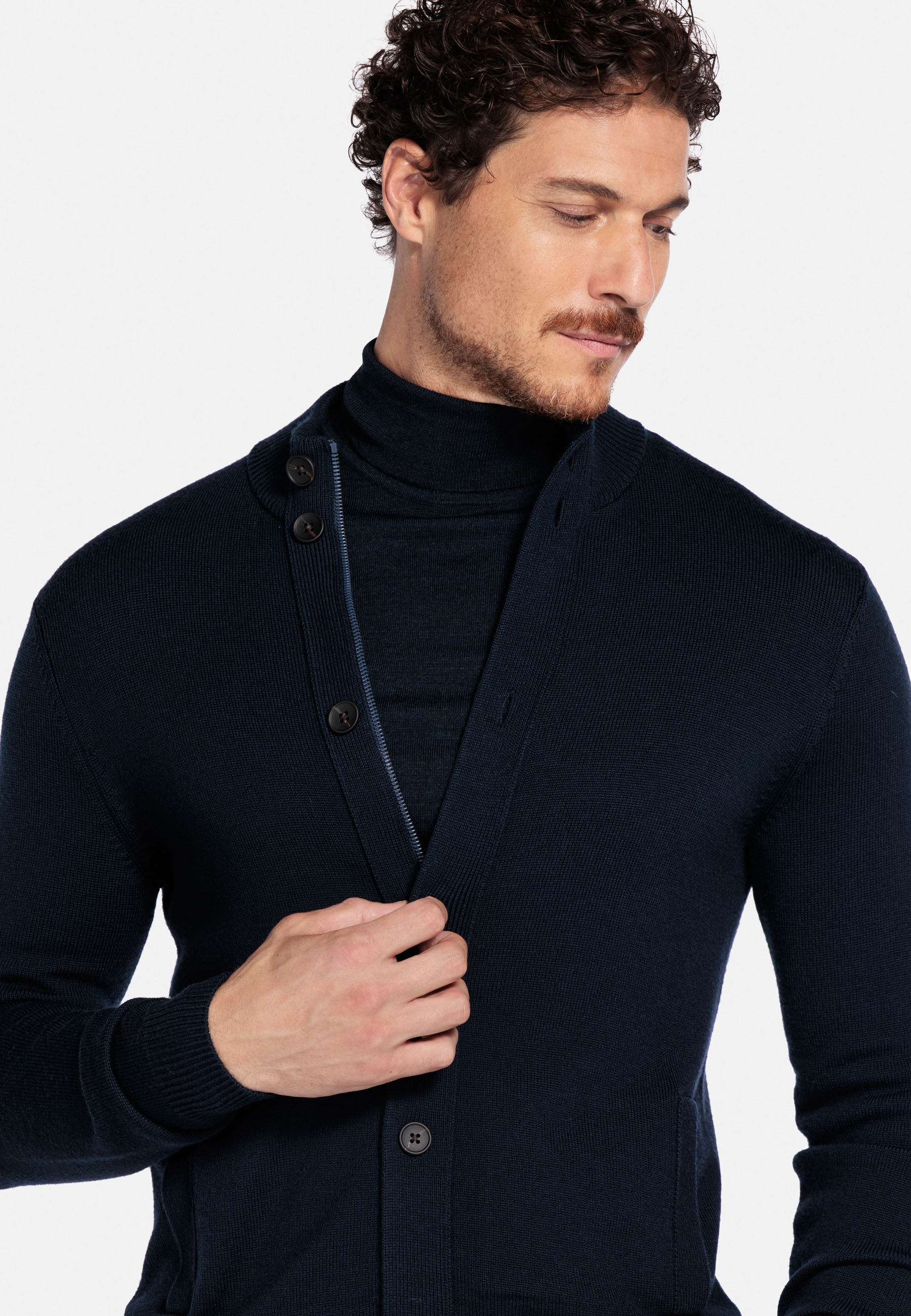 Gebreid merino wol vest - Blue