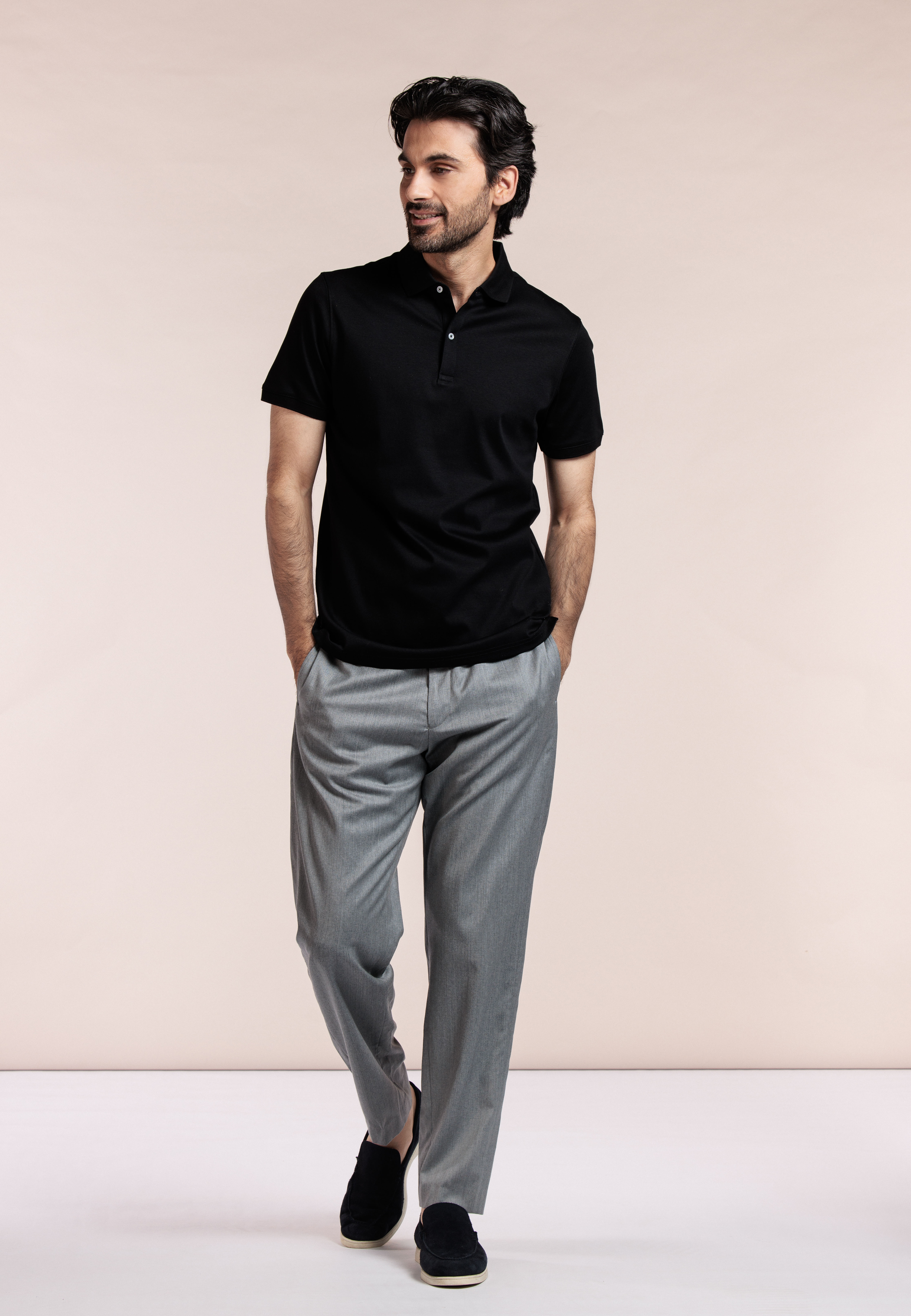 Liquid cotton polo - Black