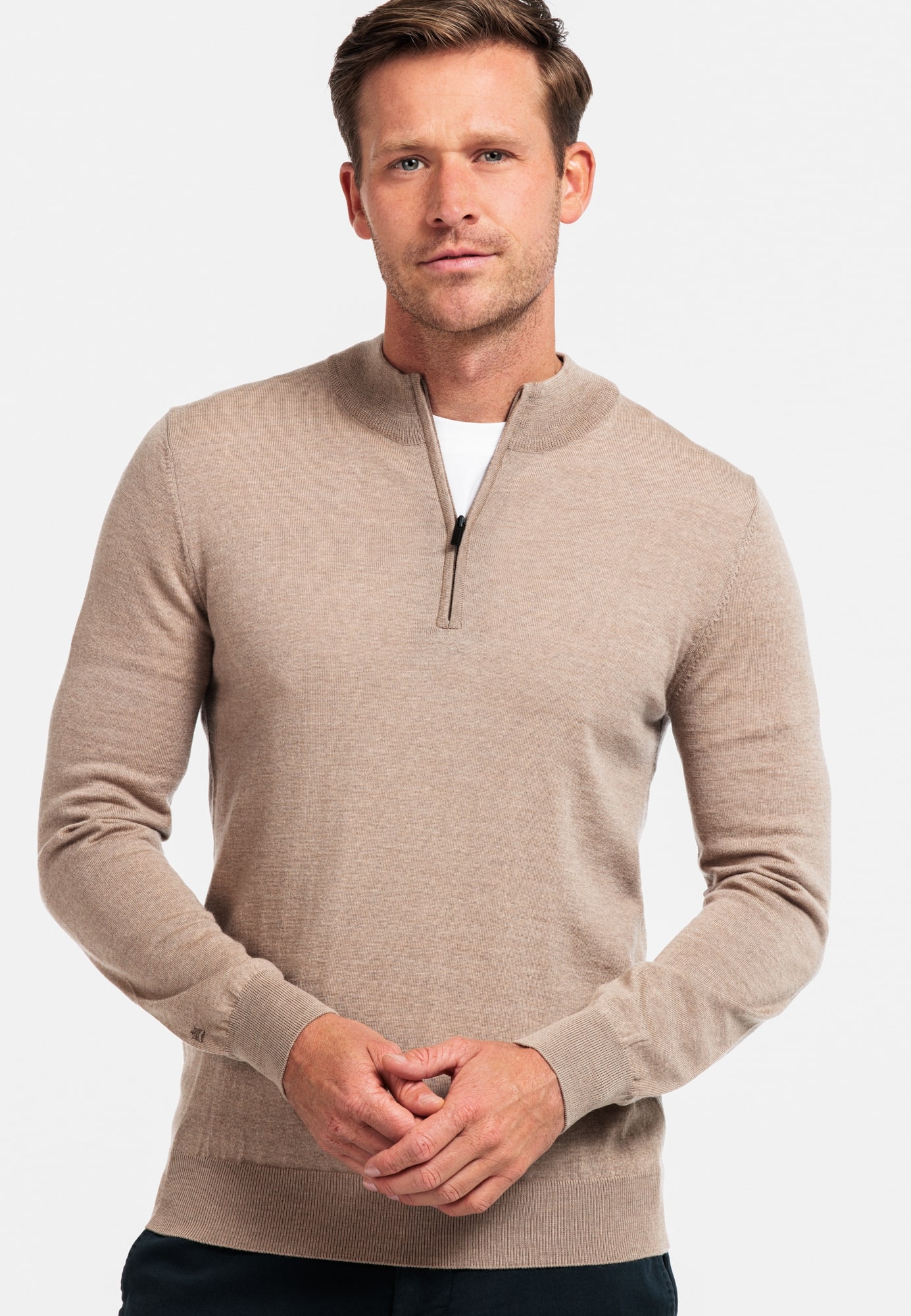 Merino Pullover 1/2 zip - Beige