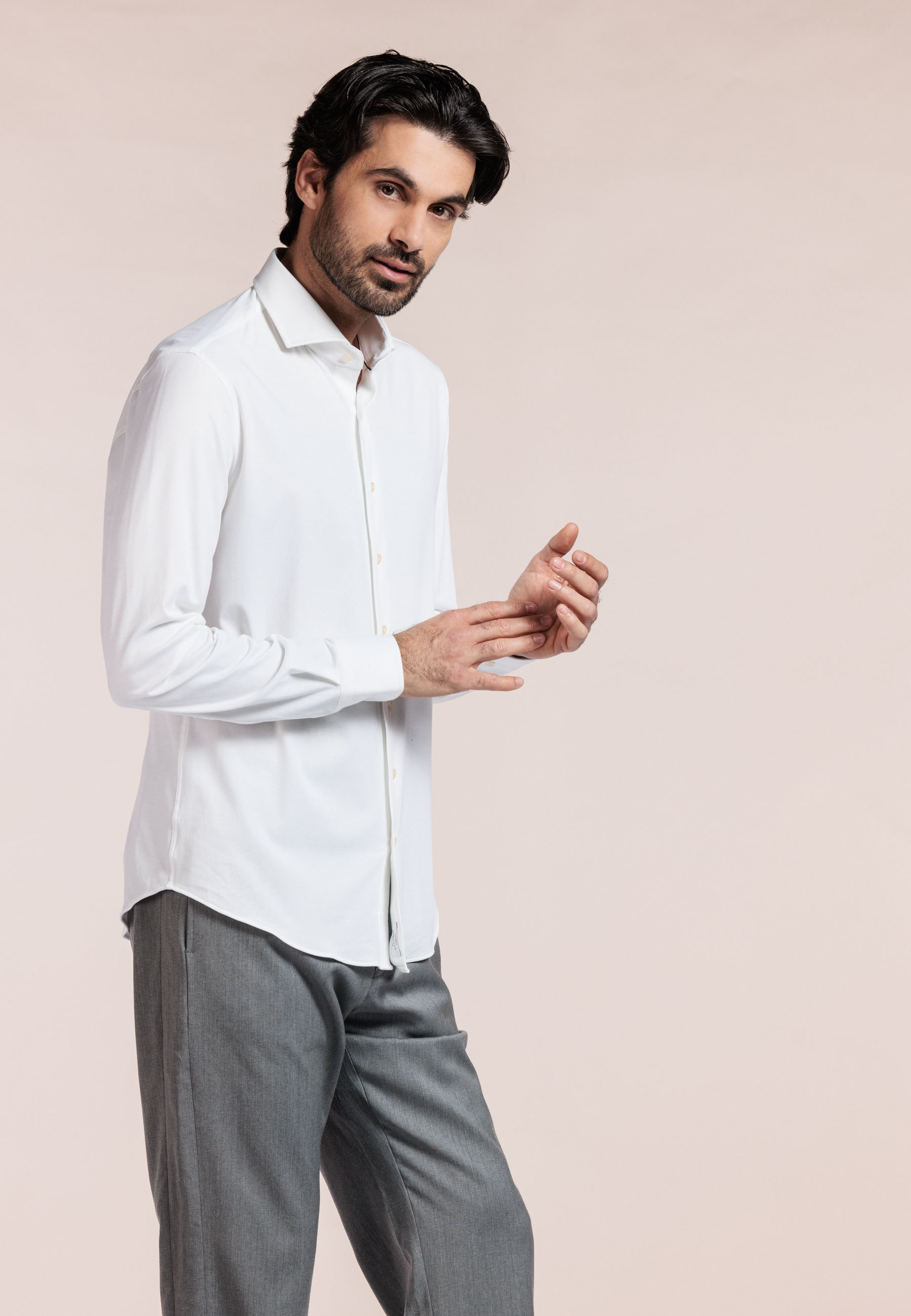 Melange pique stretch overhemd