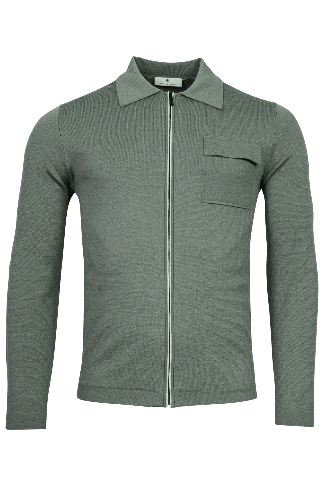 Knitted Overshirt full zip -  Polo collar