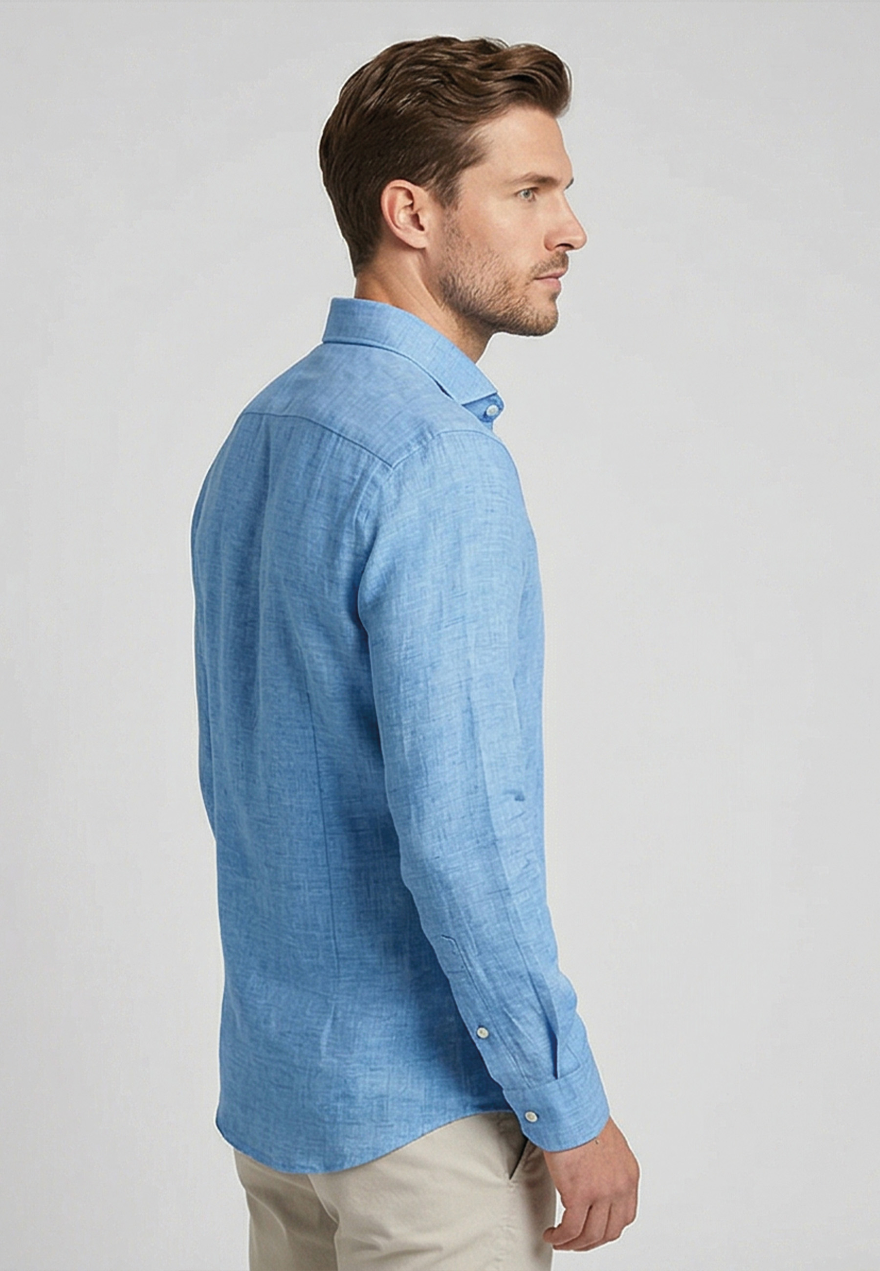 Roma Linnen Overhemd - Lichtblauw 