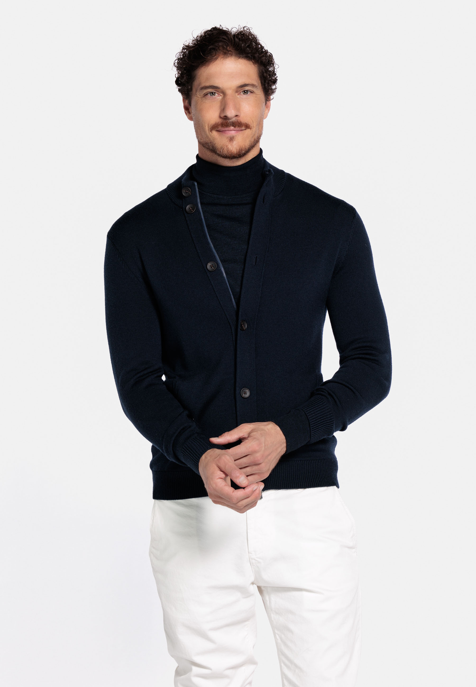 Gebreid merino wol vest - Blue