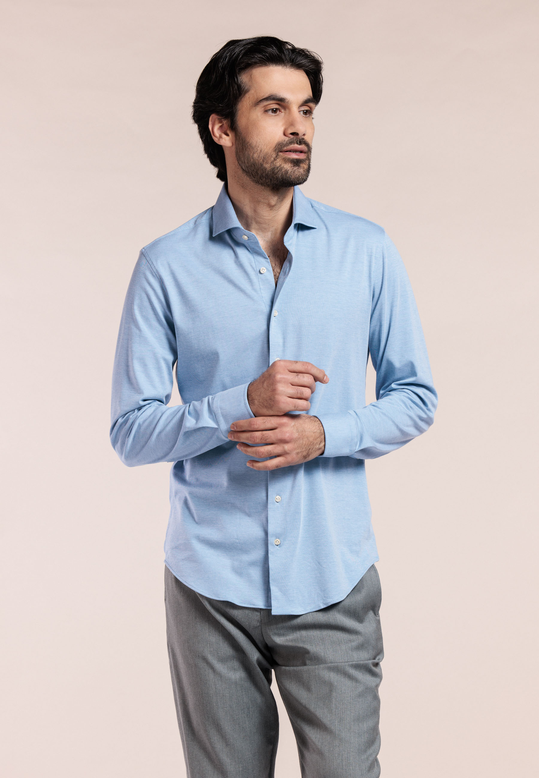 Melange pique stretch overhemd
