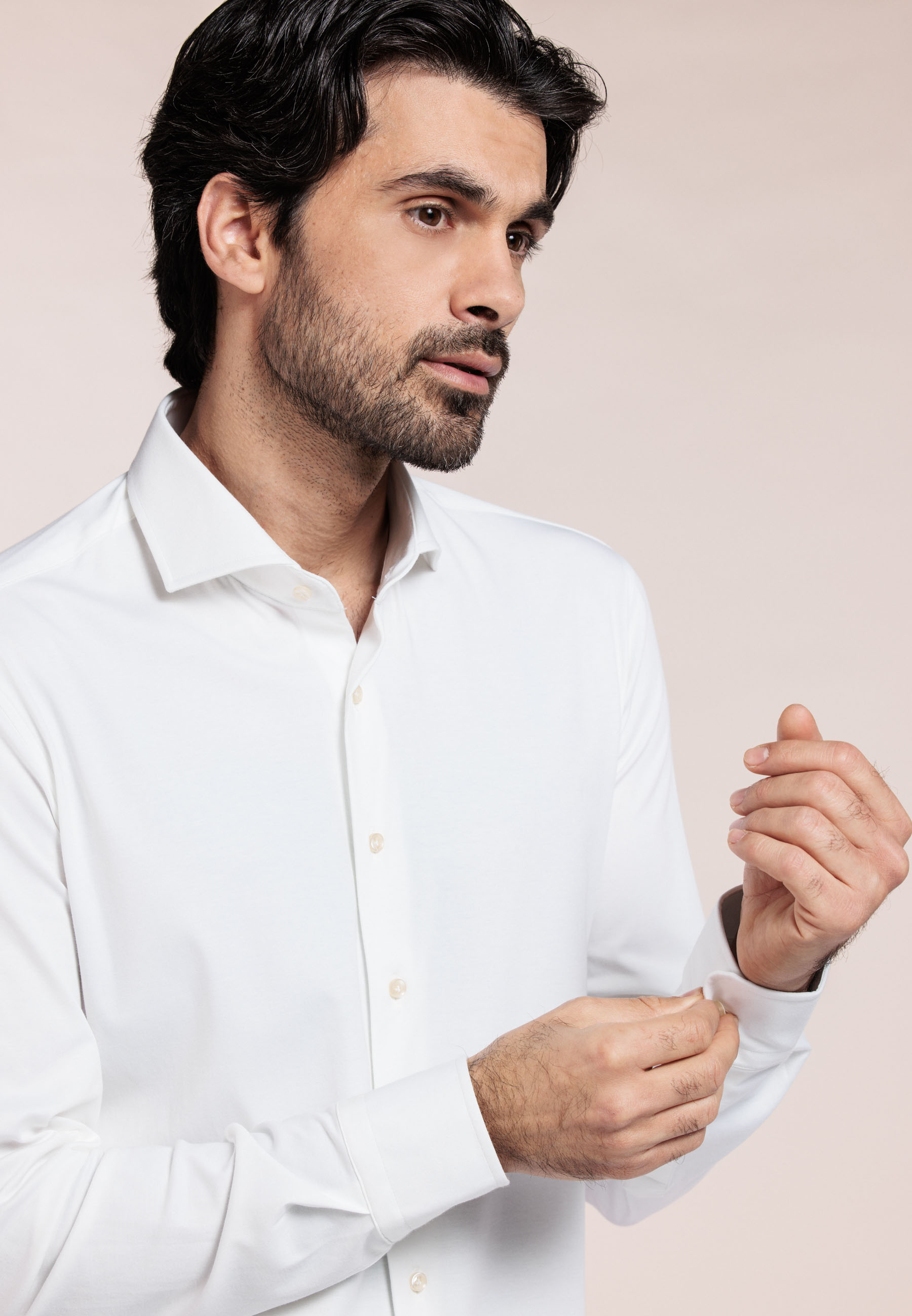 Melange pique stretch overhemd