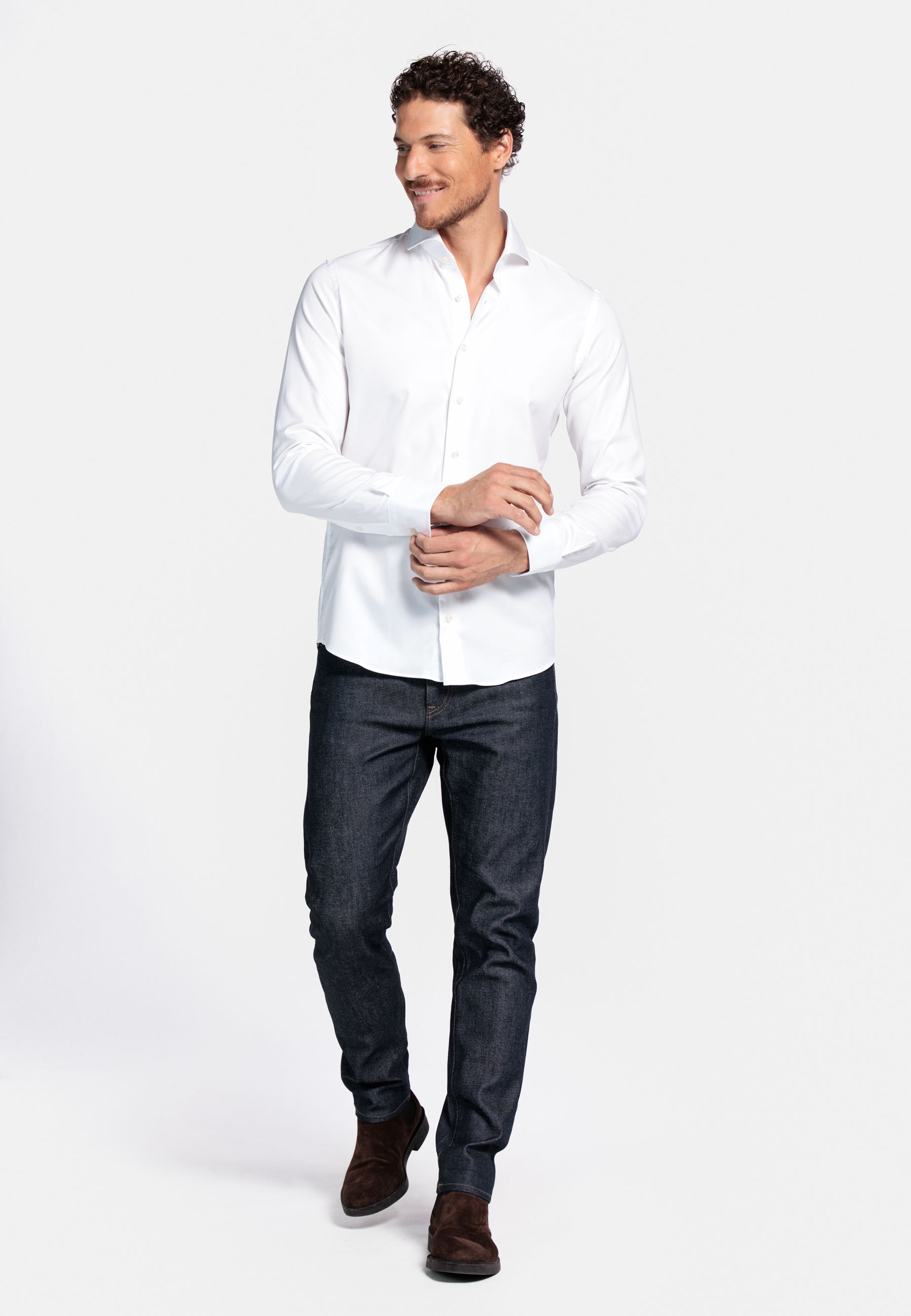 Two-ply katoenen overhemd - White